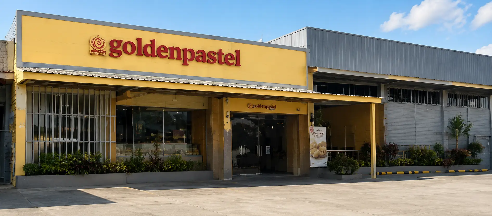 Golden Pastel Bakery Facade